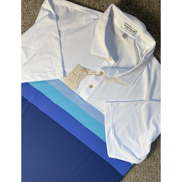 Peter Millar Other - NEW Peter Millar Summer Comfort Polo Men's XL UV Performance Golf White Stripes